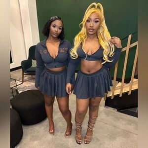 2 pieces skirt & cropped jacket set